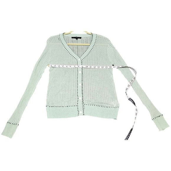 White House Black Market Womens Medium Mint Green V-Neck Cardigan Sweater - Picture 8 of 8